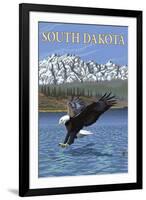 Eagle Diving - South Dakota-Lantern Press-Framed Art Print