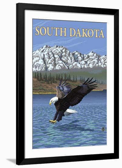 Eagle Diving - South Dakota-Lantern Press-Framed Art Print