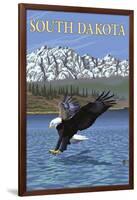 Eagle Diving - South Dakota-Lantern Press-Framed Art Print