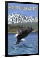 Eagle Diving - South Dakota-Lantern Press-Framed Art Print