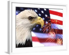 Eagle, Firework, Patriotism in the USA-Bill Bachmann-Framed Photographic Print