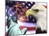 Eagle, Fireworks, Statue of Liberty-Bill Bachmann-Mounted Premium Photographic Print