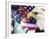 Eagle, Fireworks, Statue of Liberty-Bill Bachmann-Framed Photographic Print