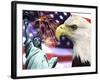 Eagle, Fireworks, Statue of Liberty-Bill Bachmann-Framed Photographic Print