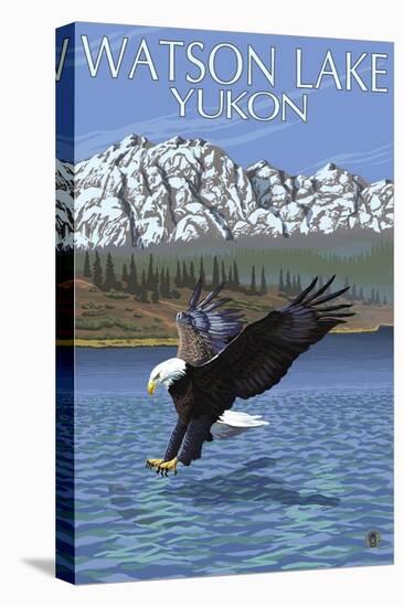 Eagle Fishing, Watson Lake, Yukon-Lantern Press-Stretched Canvas