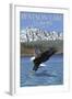 Eagle Fishing, Watson Lake, Yukon-Lantern Press-Framed Art Print