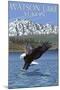 Eagle Fishing, Watson Lake, Yukon-Lantern Press-Mounted Art Print