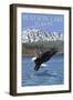 Eagle Fishing, Watson Lake, Yukon-Lantern Press-Framed Art Print