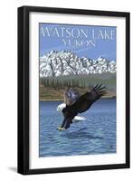 Eagle Fishing, Watson Lake, Yukon-Lantern Press-Framed Art Print