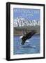 Eagle Fishing, Watson Lake, Yukon-Lantern Press-Framed Art Print