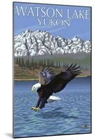 Eagle Fishing, Watson Lake, Yukon-Lantern Press-Mounted Art Print