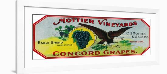 Eagle Grapes Label - North East, PA-Lantern Press-Framed Premium Giclee Print