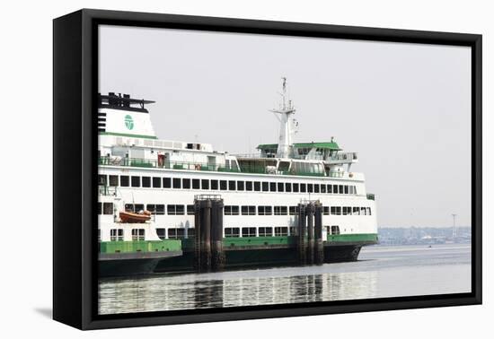 Eagle Harbor, Ferry Arrives Bainbridge from Seattle-Trish Drury-Framed Stretched Canvas