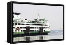 Eagle Harbor, Ferry Arrives Bainbridge from Seattle-Trish Drury-Framed Stretched Canvas