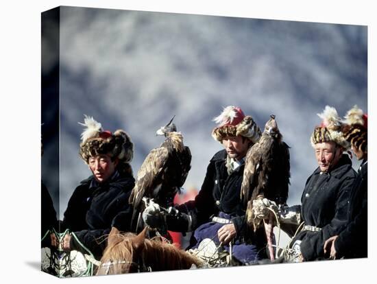 Eagle Hunters at the Golden Eagle Festival, Mongolia-Amos Nachoum-Stretched Canvas