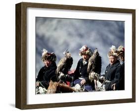 Eagle Hunters at the Golden Eagle Festival, Mongolia-Amos Nachoum-Framed Photographic Print