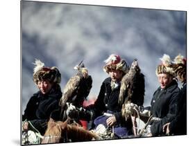 Eagle Hunters at the Golden Eagle Festival, Mongolia-Amos Nachoum-Mounted Photographic Print