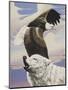 Eagle in Flight with Wolf-unknown Ampel-Mounted Art Print