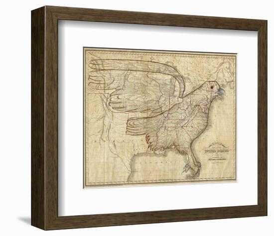 Eagle Map of the United States, c.1833-Joseph And James Churchman-Framed Art Print