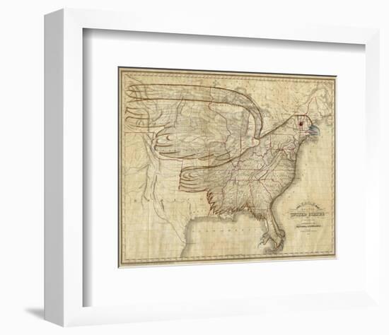 Eagle Map of the United States, c.1833-Joseph And James Churchman-Framed Art Print