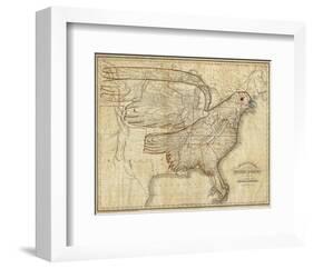 Eagle Map of the United States, c.1833-Joseph And James Churchman-Framed Art Print