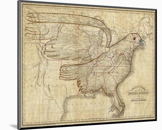 Eagle Map of the United States, c.1833-Joseph And James Churchman-Mounted Art Print