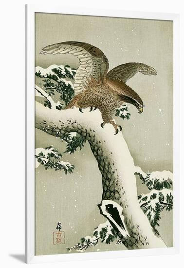 Eagle on Snowy Tree Bough-Koson Ohara-Framed Giclee Print