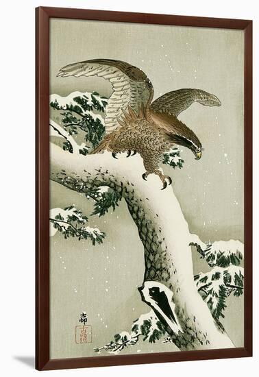 Eagle on Snowy Tree Bough-Koson Ohara-Framed Giclee Print