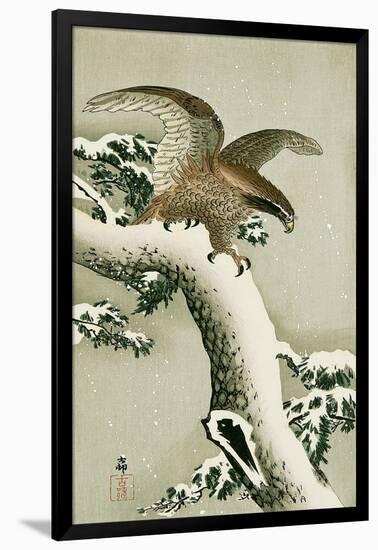 Eagle on Snowy Tree Bough-Koson Ohara-Framed Giclee Print