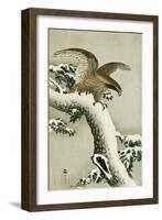 Eagle on Snowy Tree Bough-Koson Ohara-Framed Giclee Print