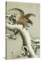 Eagle on Snowy Tree Bough-Koson Ohara-Stretched Canvas