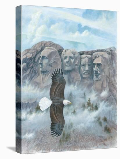 Eagle over Mt Rushmore-Ron Jenkins-Stretched Canvas