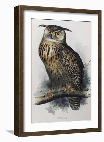 Eagle Owl, Lithographic Plate from "The Birds of Europe"-John Gould-Framed Giclee Print