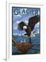 Eagle Perched with Chicks - Glacier National Park, Montana-Lantern Press-Framed Art Print