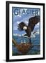 Eagle Perched with Chicks - Glacier National Park, Montana-Lantern Press-Framed Art Print
