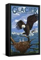 Eagle Perched with Chicks - Glacier National Park, Montana-Lantern Press-Framed Stretched Canvas
