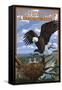 Eagle Perched - Yellowstone National Park-Lantern Press-Framed Stretched Canvas