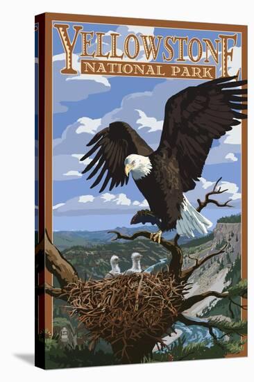 Eagle Perched - Yellowstone National Park-Lantern Press-Stretched Canvas