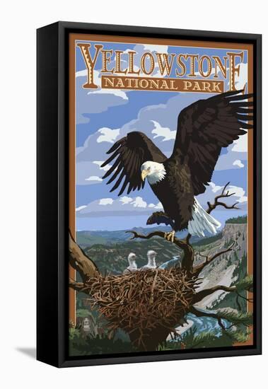 Eagle Perched - Yellowstone National Park-Lantern Press-Framed Stretched Canvas