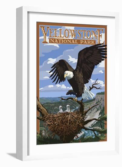 Eagle Perched - Yellowstone National Park-Lantern Press-Framed Art Print