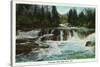 Eagle River, Wisconsin - Ontanogan Falls Scene-Lantern Press-Stretched Canvas