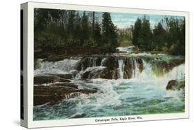 Eagle River, Wisconsin - Ontanogan Falls Scene-Lantern Press-Stretched Canvas