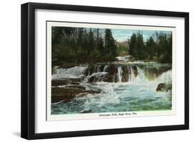 Eagle River, Wisconsin - Ontanogan Falls Scene-Lantern Press-Framed Art Print