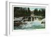 Eagle River, Wisconsin - Ontanogan Falls Scene-Lantern Press-Framed Art Print