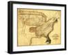 Eagle Superimposed on the United States - Panoramic Map-Lantern Press-Framed Art Print