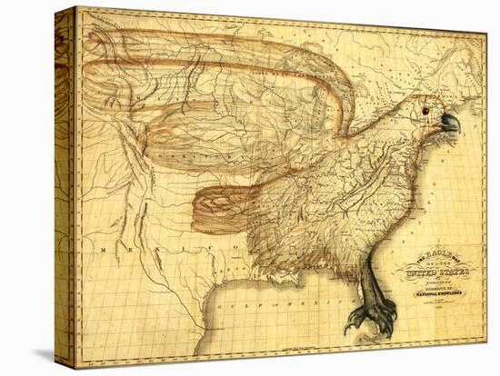 Eagle Superimposed on the United States - Panoramic Map-Lantern Press-Stretched Canvas