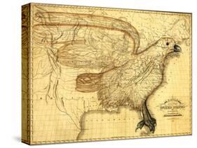 Eagle Superimposed on the United States - Panoramic Map-Lantern Press-Stretched Canvas