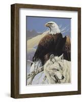 Eagle & Wolf-unknown Ampel-Framed Art Print