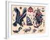 Eagles & Ships, Authentic Tattoo Flash by Norman Collins, aka, Sailor Jerry-null-Framed Art Print