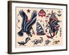 Eagles & Ships, Authentic Tattoo Flash by Norman Collins, aka, Sailor Jerry-null-Framed Art Print